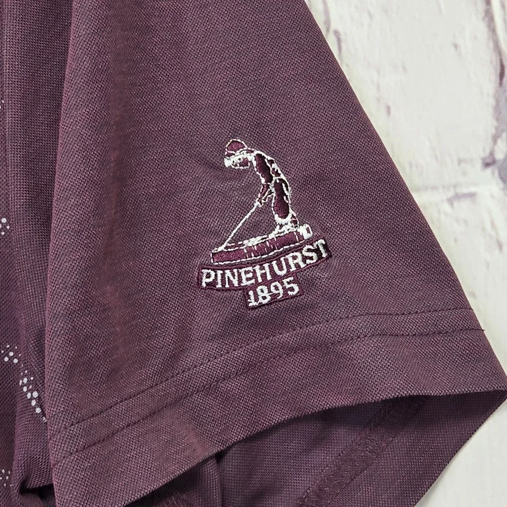 Travis Mathew Polo Shirt Burgundy Striped Pinehurst Golf Short Sleeve Mens Sz M